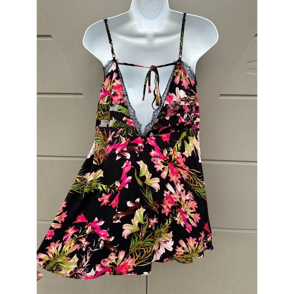Lovers + Friends Multicolor Lace Trim V Back Floral Bahia Babydoll Dress Size S - Picture 8 of 11